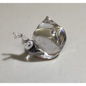 Art Glass Snail VILCA ATELIER w/ Sticker Clear Paperweight ITALY Crystal